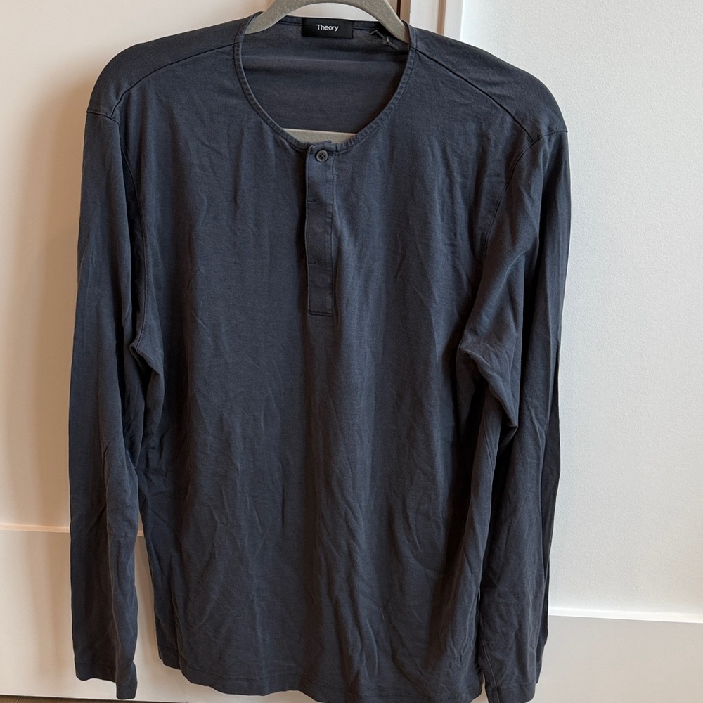 Theory Men's Dark Gray Long Sleeve Henley
